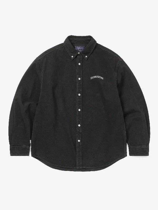Men's Weekend Shirts for Leisurely Outingsthisisneverthat Washed Denim Shirt - Black