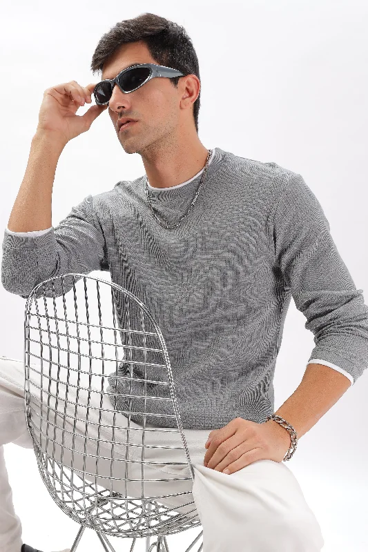 Men's Shirts with TiesKnitted Full Sleeve T-Shirt: Gray