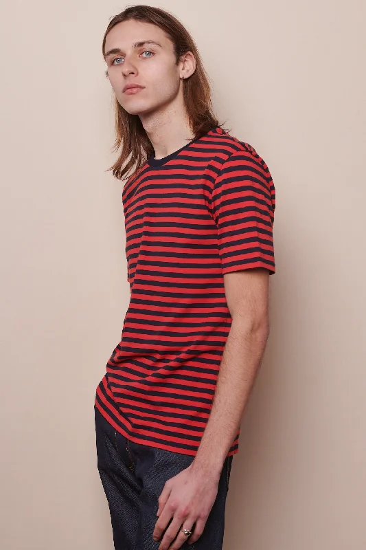 Men's Monochrome Shirts for a Minimalist VibeMen's Short Sleeve Stripe T Shirt Navy/Red