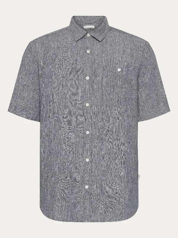 Men's Breathable Shirts for Warm ClimatesCustom fit linen short sleeve shirt - Vintage Indigo