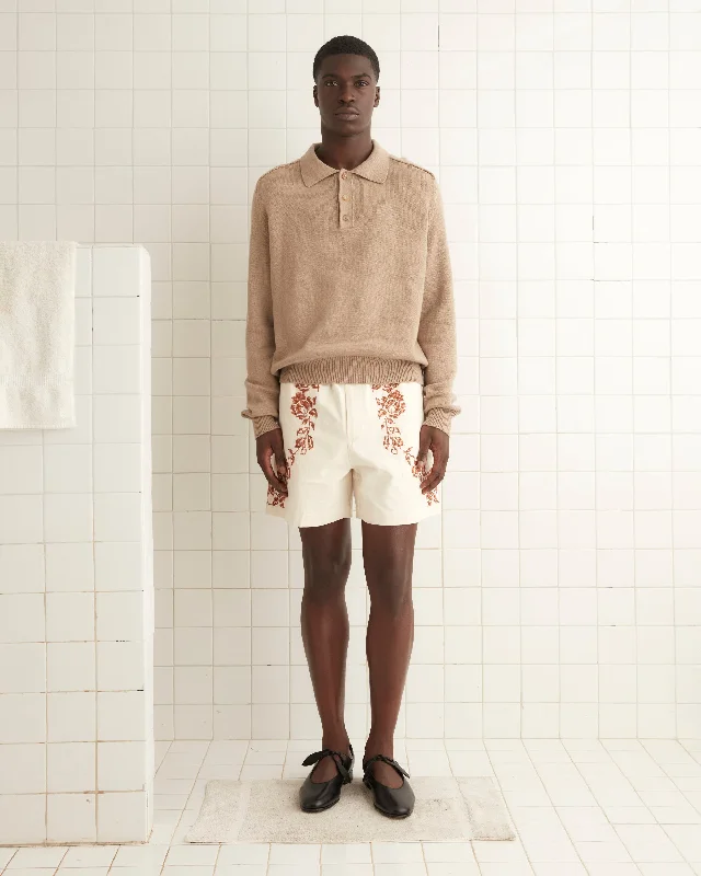Men's Patterned Pants with StripesCross-Stitched Rose Garland Shorts