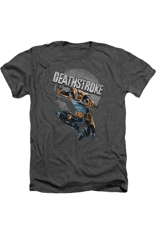 Men's Shirts with Double-Breasted DesignsJustice League of America Deathstroke Retro Adult Heather Tee / T-Shirt