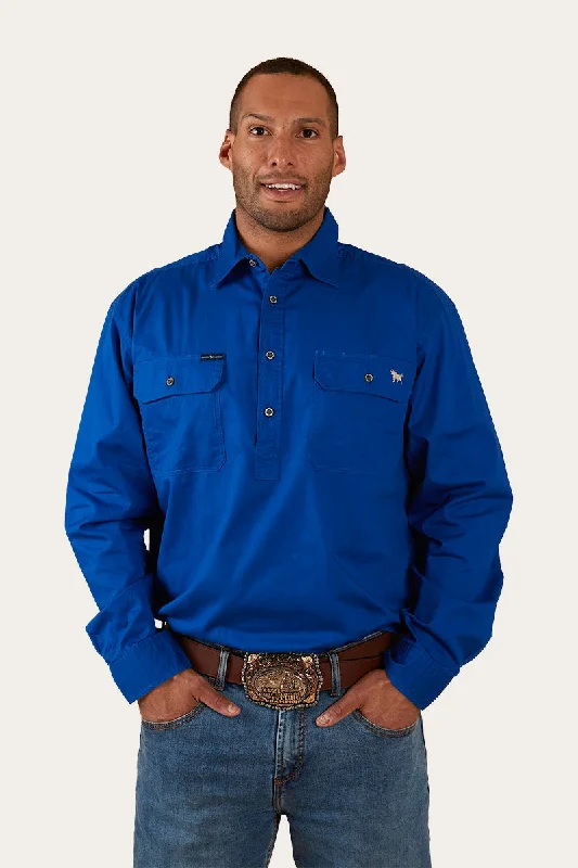 Men's Breathable Shirts for Warm ClimatesKing River Half Button Work Shirt - Royal Blue