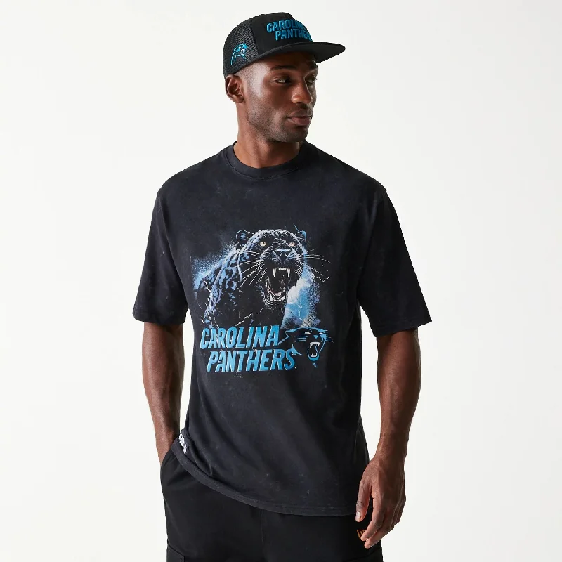 Men's Shirts with Embellished SleevesCarolina Panthers NFL Games Premium Apparel Black Oversized T-Shirt