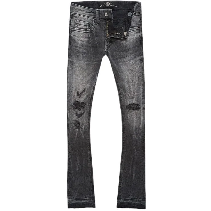 Men's Work Pants for Durability and ComfortKids Jordan Craig Attitude Stacked Denim (Black Shadow) JTF1214K