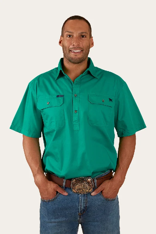Men's Performance Fabric Shirts for All-Day ComfortPack Saddle Mens Short Sleeve Half Button Work Shirt - Green