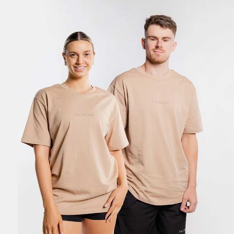 Men's Shirts with Zippered PocketsTHE BRAVE - LIFESTYLE OVERSIZED T-SHIRT - FAWN