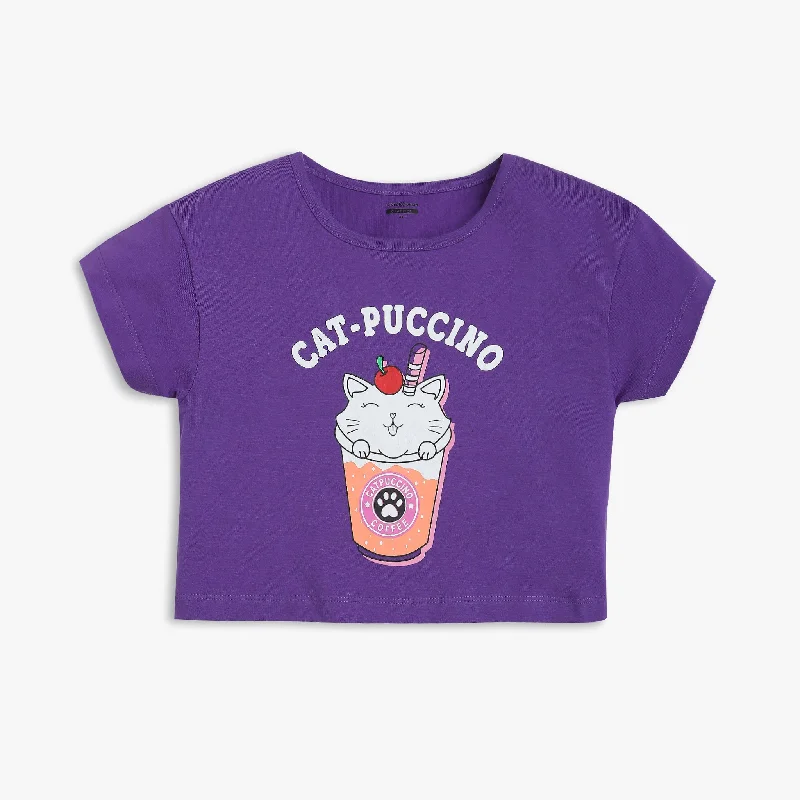 Men's Shirts with Ruffled HemlinesGirl's Regular Fit Printed T-Shirt