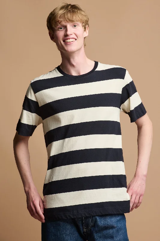 Men's Performance Shirts for Active LifestylesMen's Wide Stripe Short Sleeve T Shirt - Navy/Ecru