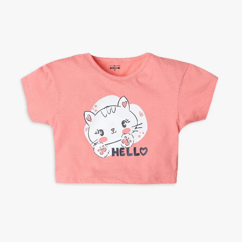 Men's Shirts with Rounded HemlinesGirl's Regular Fit Printed T-Shirt