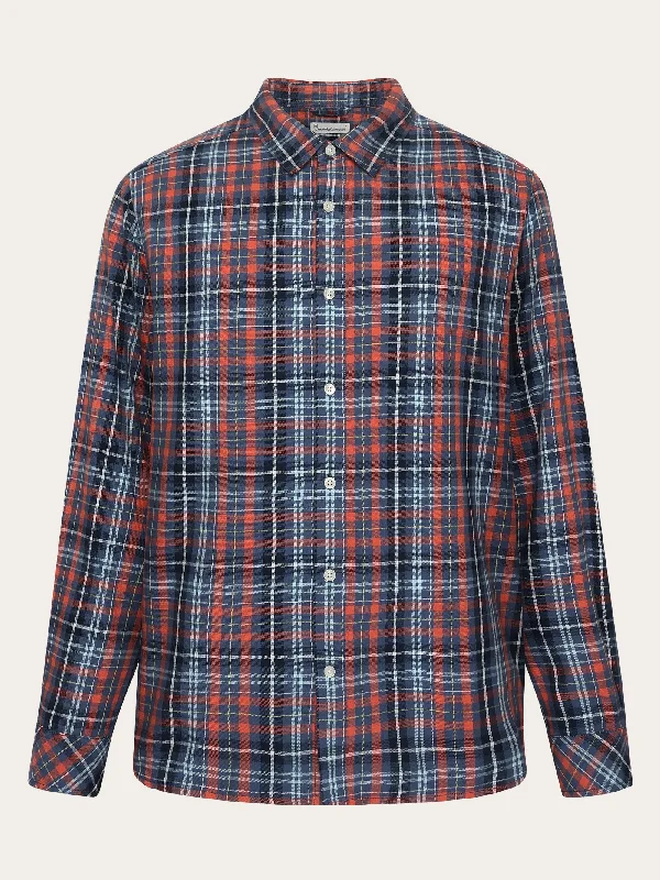 Men's Unique Dress Shirts for a Statement LookRegular fit small checked flannel shirt - GOTS/Vegan - blue check