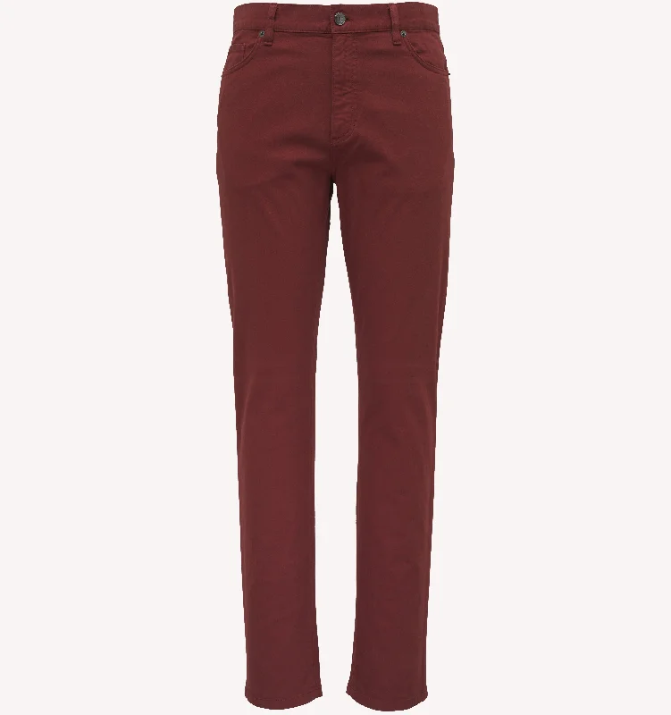 Men's Pants with Pleated FrontsZegna City 5-Pocket Jean in Dark Brick