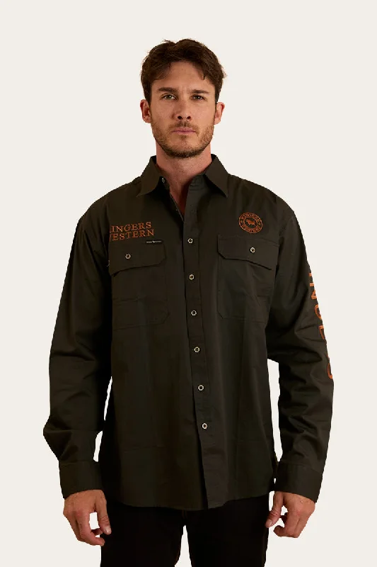 Men's Button-Down Collar Shirts for Staying PolishedHawkeye Mens Full Button Work Shirt - Charcoal / Rust