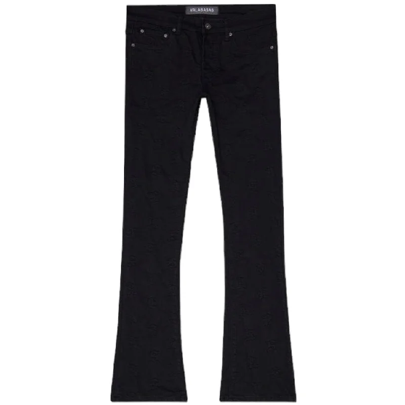 Men's Pants with Embroidered DesignsValabasas "Frith" Stacked Denim (Black) VLBS6030