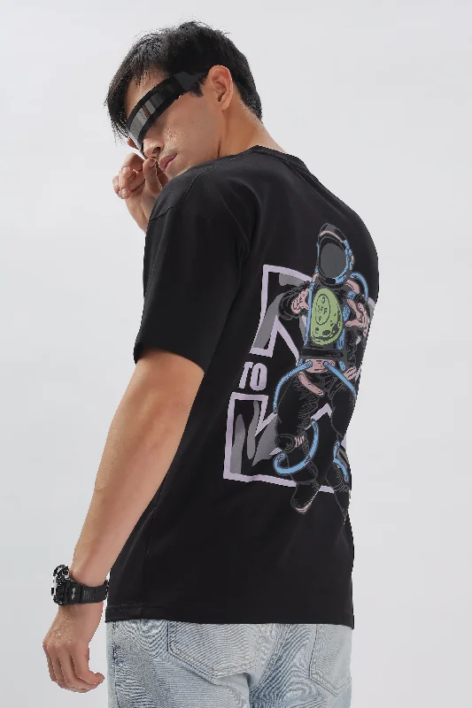 Solid-Colored Men's ShirtsCosmic Journey Drop Shoulder T-Shirt: Black