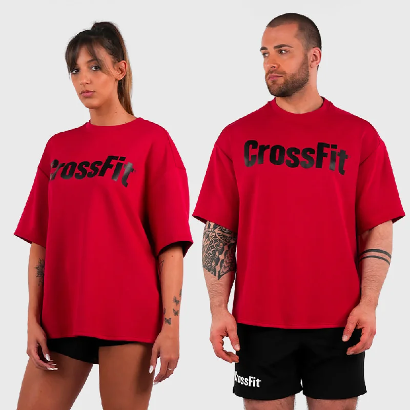 Men's Shirts with Geometric PatternsNorthern Spirit - CROSSFIT® SMURF UNISEX OVERSIZED T-SHIRT - CARMINE