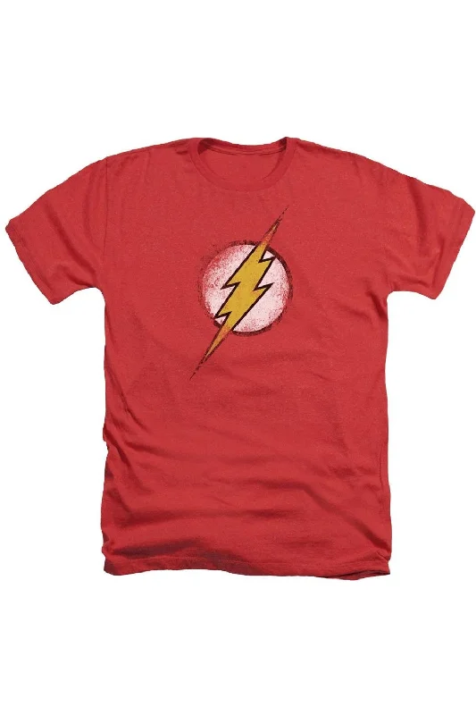 Men's Shirts with Patch PocketsJustice League of America Destroyed Flash Logo Adult Heather Tee / T-Shirt