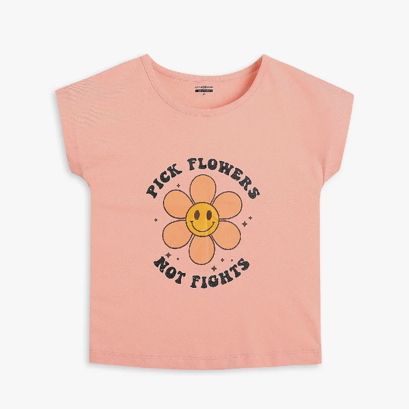Men's Shirts with Appliqué DetailsGirl's Regular Fit Printed T-Shirt