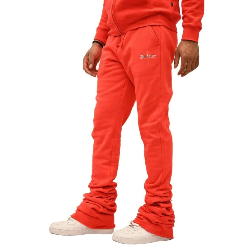 Men's Tailored Pants for a Sharp AppearanceDoctrine Denim Dagger Super Stacked Flared Joggers (Red) DB0024