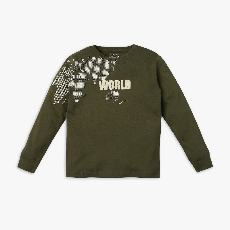 Men's Shirts with Lace-Up HemlinesBoy's Regular Fit Printed T-Shirt