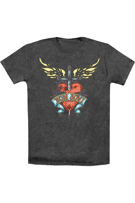 Men's Shirts with Custom MonogramsBon Jovi Daggered Adult Heather T-Shirt