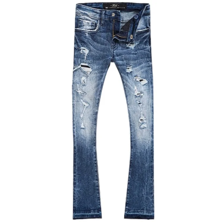 Men's Pants with Patchwork PatternsBoys Jordan Craig Stacked Rockport Denim (Deep Blue) JTF1167RB