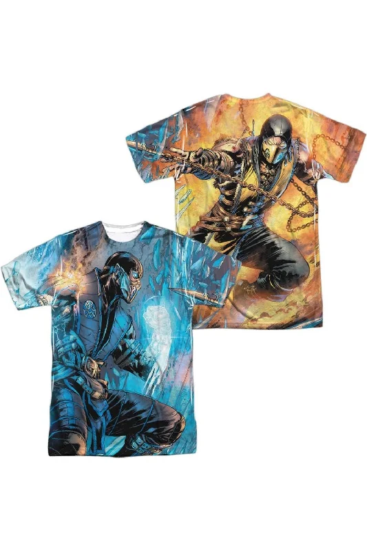 Men's Shirts with CollarsMortal Kombat Kombat Comic (Front/Back Print) Short Sleeve Adult Poly Crew Tee / T-Shirt