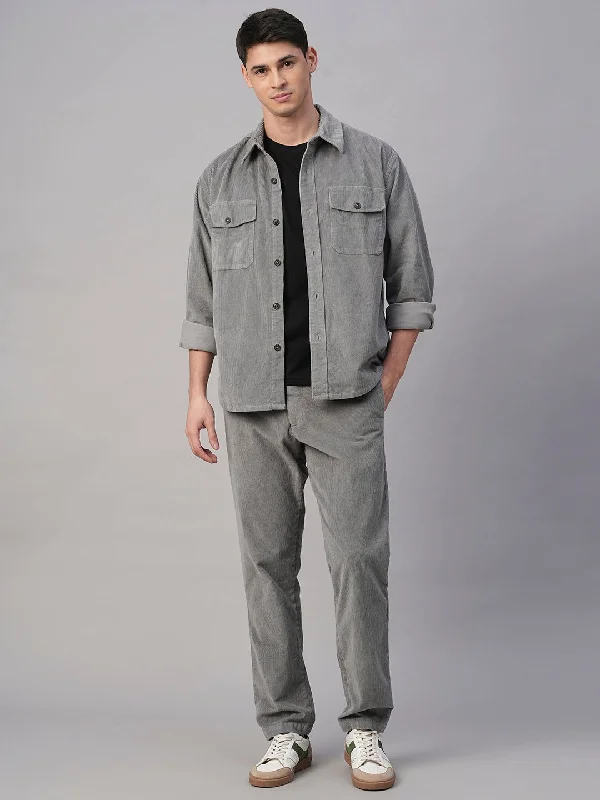 Men's Skinny Jeans for a Trendy LookMen's Corduroy Grey Cotton Lycra Regular Fit Pant