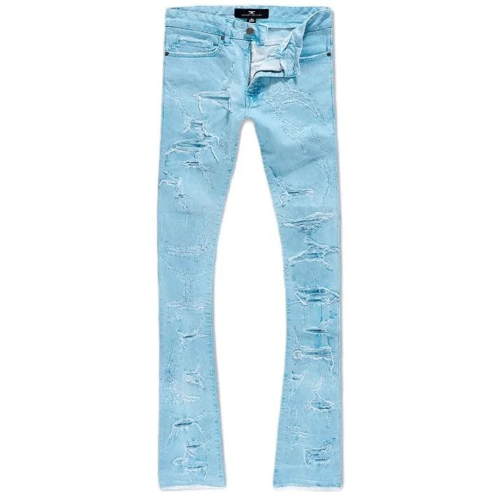 Men's Patterned Pants with StripesJordan Craig Martin Stacked Santorini Denim (Sky Blue) JTF1178