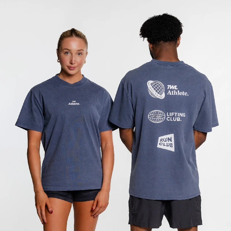 Men's Shirts with Striped PatternsTWL - LIFESTYLE OVERSIZED T-SHIRT - Y2K - ATHLETE - FADED INDIGO