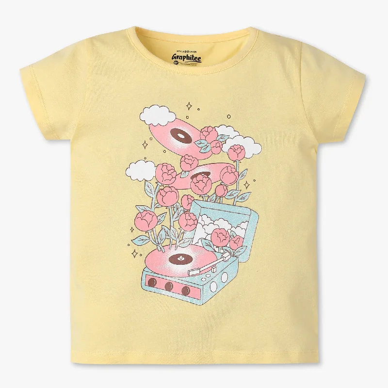 Men's Shirts with Short PlacketsGirls Graphic Crew Neck T-Shirt