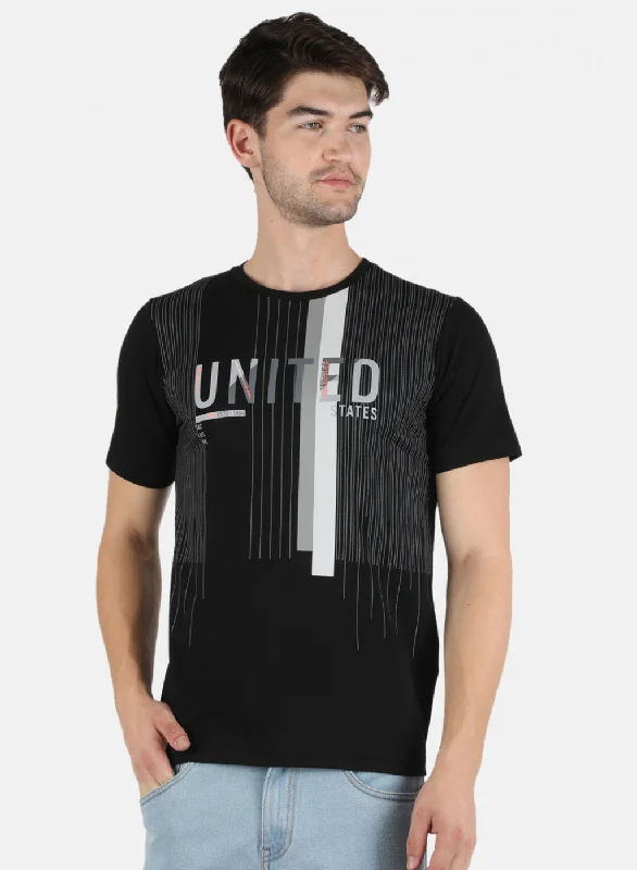 Durable Men's Work ShirtsMen Black Printed T-Shirt