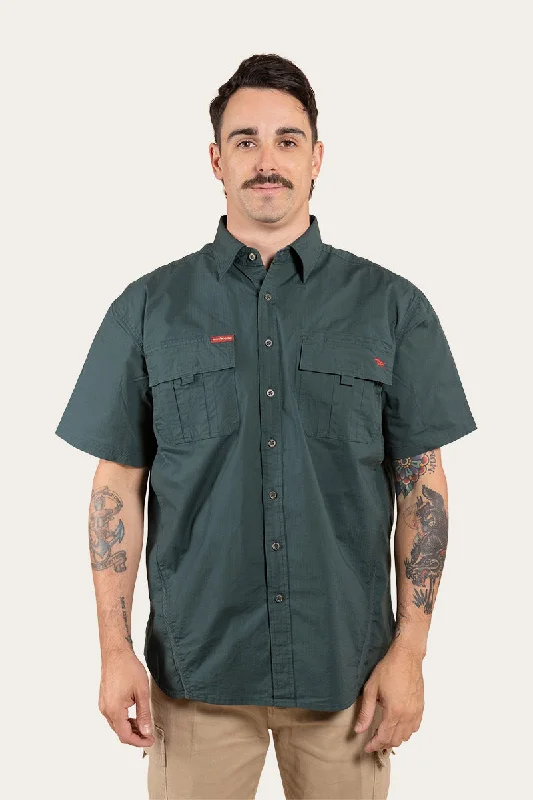 Men's Collared Shirts for Formal OccasionsBulgarra Mens Ripstop Full Button Work Shirt - Forest Green