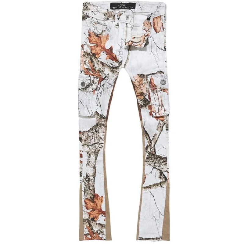 Men's Pants with Reflective Stripes for SafetyKids Jordan Craig Stacked Camo Cargo Denim (Snow Camo) JTF223CK