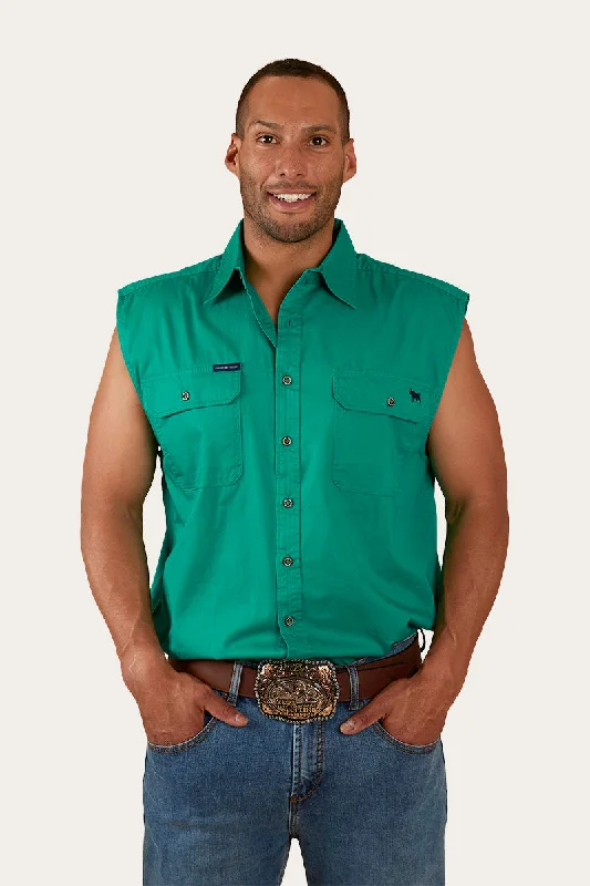 Men's Skinny-Fit Shirts for a Trendy LookRob Roy Mens Sleeveless Full Button Work Shirt - Green