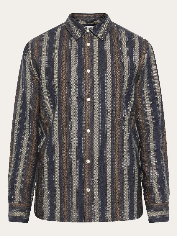 Men's Casual Friday Shirts for Relaxed Office DaysLoose fit striped flannel shirt - GOTS/Vegan - Yellow stripe