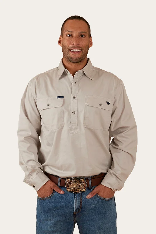 Men's Relaxed-Fit Shirts for Casual ComfortKing River Half Button Work Shirt - Beige