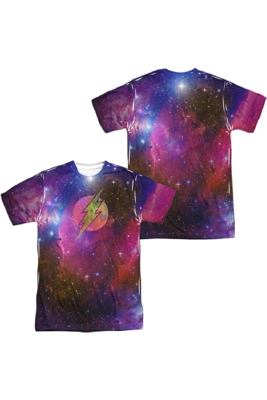 Men's Shirts with Embellished CollarsJustice League of America Flash Galaxy (Front/Back Print) Short Sleeve Adult Poly Crew Tee / T-Shirt