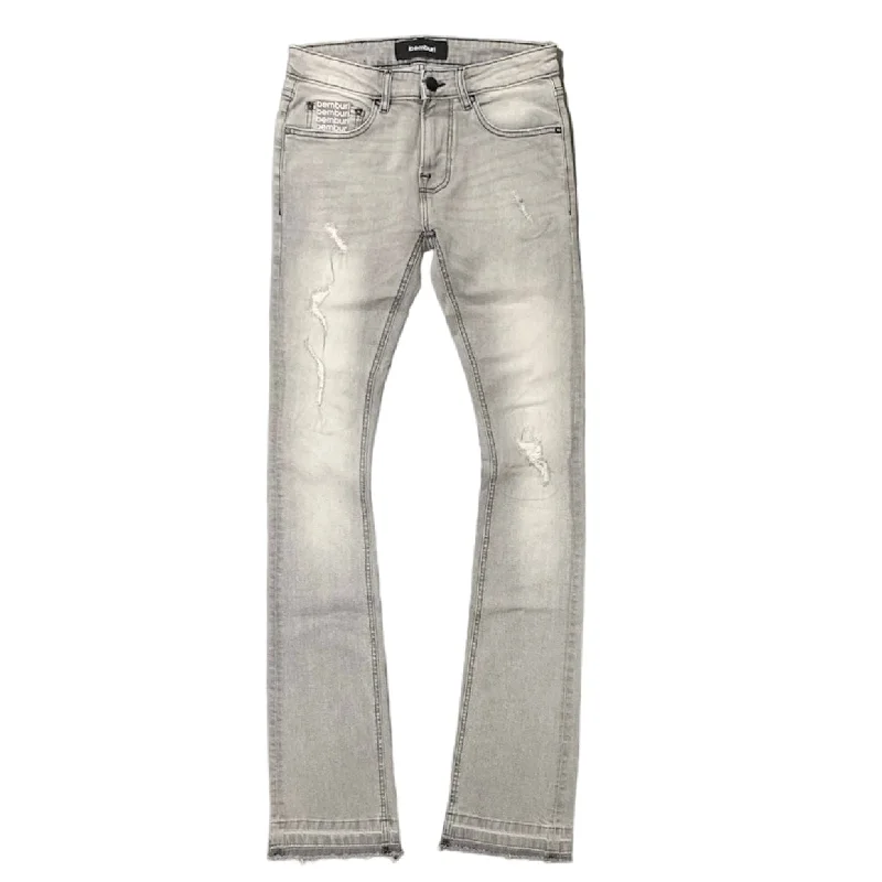 Men's Running Pants for ExerciseBemburi Stacked Denim Jean (Gray)