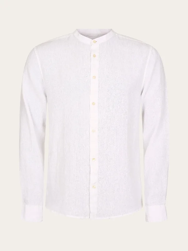 Men's Patterned Dress Casual Shirts for Smart-Casual EventsCustom fit linen stand collar shirt - Bright White