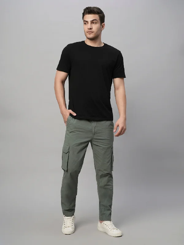 Men's Pants with Patch PocketsMens 100% Cotton Cargo Pants Olive Green