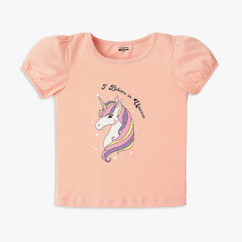 Men's Three-Quarter Sleeved TopsGirl's Regular Fit Graphic T-Shirt