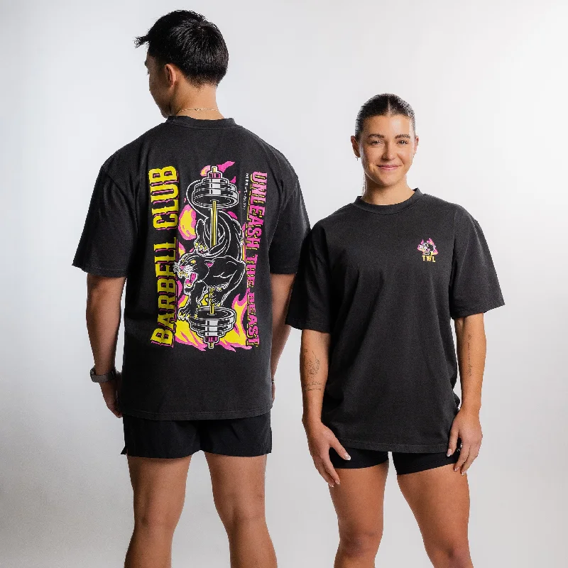 Versatile Men's Tank TopsTWL - LIFESTYLE OVERSIZED T-SHIRT - BARBELL CLUB - PANTHER/WASHED BLACK