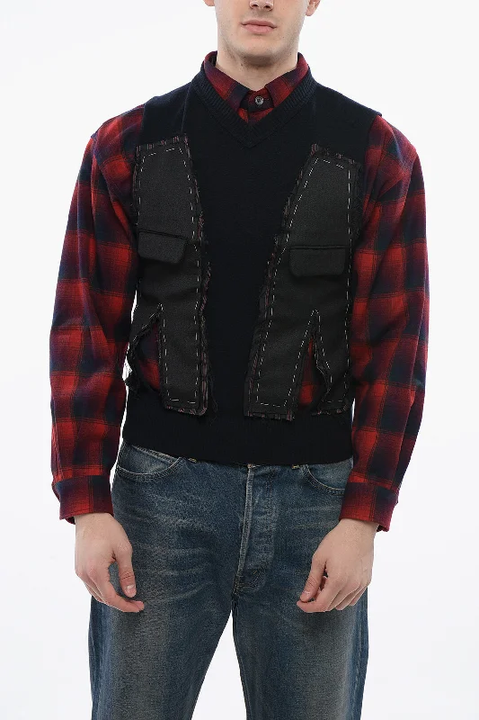 Maison Margiela Destructured Effect Sleeveless V-neck Sweater