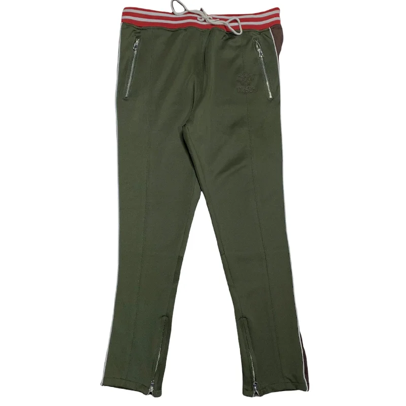 Men's Pants with Faux Leather PatchesReason Track Pants (Green) - F9-68-G