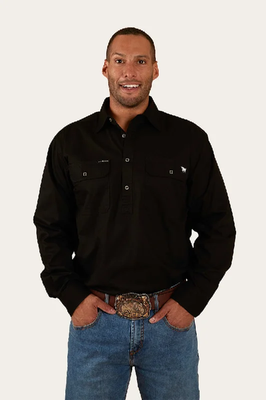 Men's Minimalist Shirts for a Clean LookKing River Mens Half Button Work Shirt - Black