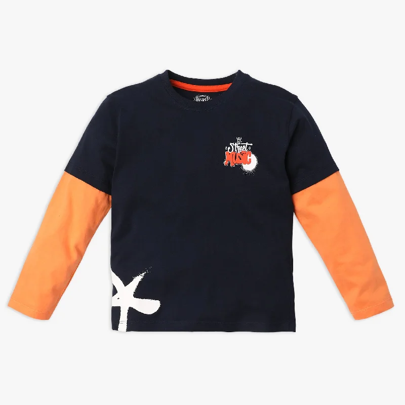 Men's Shirts with Roll-Up SleevesBoys Regular Fit Printed T-Shirt