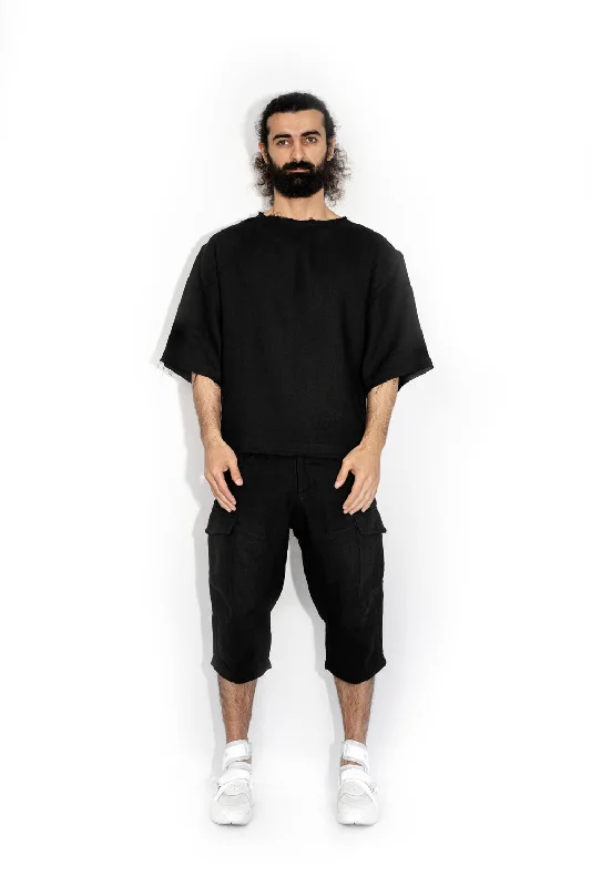 Men's Shirts with Full PlacketsSuper relaxed linen T-shirt