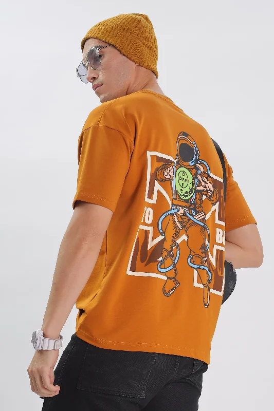 Men's Short-Sleeved ShirtsCosmic Journey Drop Shoulder T-Shirt - Orange