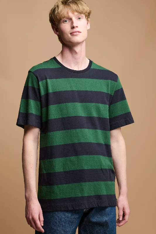 Men's Scoop Neck T-Shirts for a Relaxed FeelMen's Wide Stripe Short Sleeve T Shirt - Green/Navy